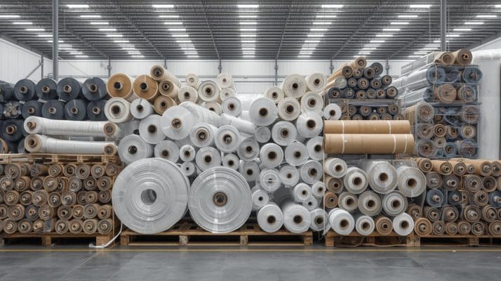 jenis stretch film industri berbagai ukuran di gudang logistik – CV Karunia Packaging Sembada
